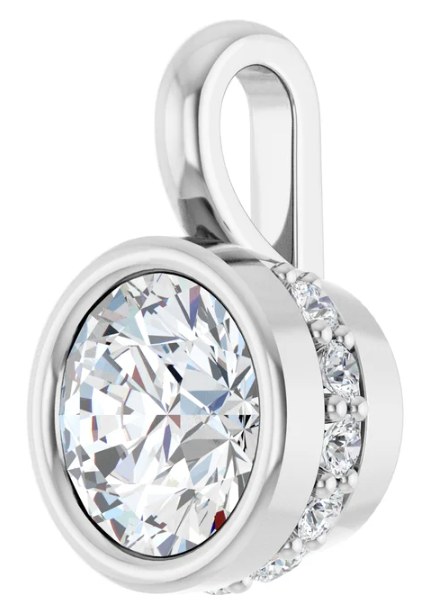 14K White Gold 6.5 mm Round Diamond Pendant