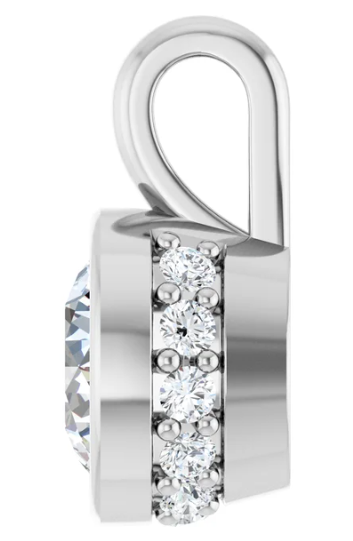 14K White Gold 6.5 mm Round Diamond Pendant