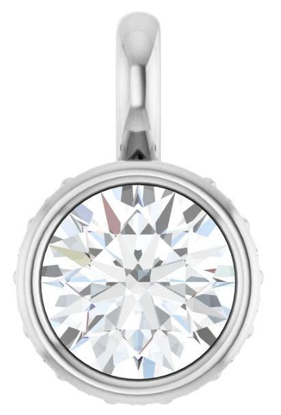 14K White Gold 6.5 mm Round Diamond Pendant