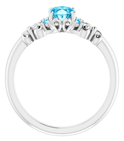 Customizable 14K White Gold 7x5 mm Oval Accented Gemstone Ring 71912:390:P