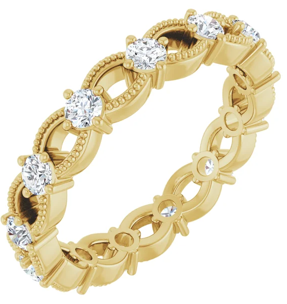 14K Yellow Gold 2.5mm Round Eternity Band. 124446:3750:P