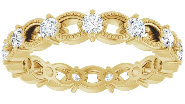 14K Yellow Gold 2.5mm Round Eternity Band. 124446:3750:P