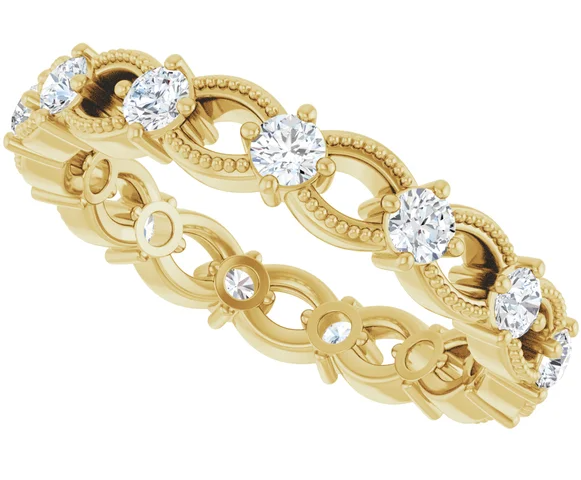 14K Yellow Gold 2.5mm Round Eternity Band. 124446:3750:P