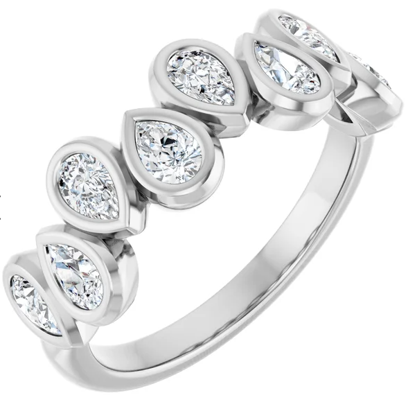 14K White Gold 4x2.5 mm Pear Anniversary Band. 126789:285:P