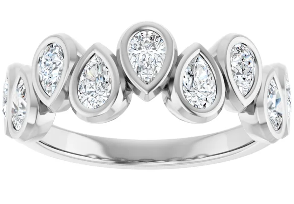 14K White Gold 4x2.5 mm Pear Anniversary Band. 126789:285:P