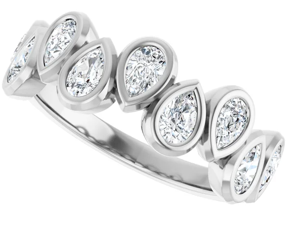 14K White Gold 4x2.5 mm Pear Anniversary Band. 126789:285:P