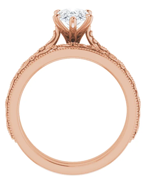 10K Rose Gold  9x6 mm Pear Lab-Grown Solitaire Engagement Ring. 123063:1061:P