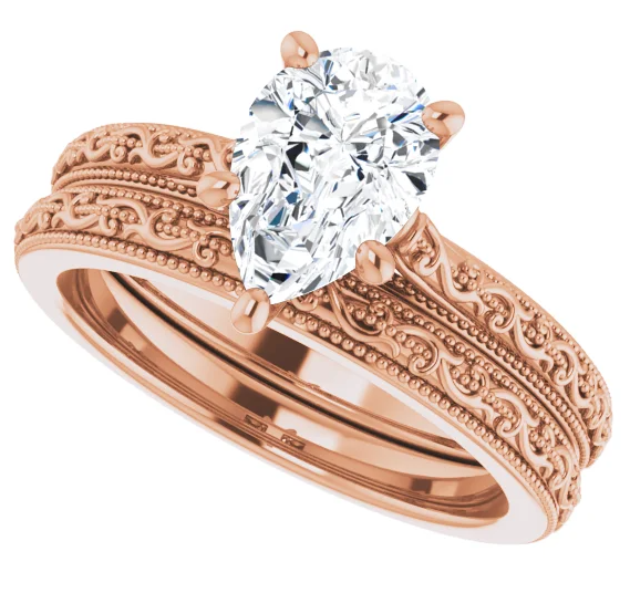 10K Rose Gold  9x6 mm Pear Lab-Grown Solitaire Engagement Ring. 123063:1061:P