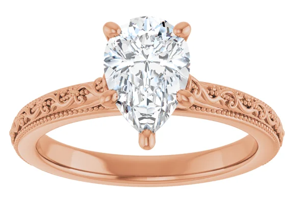 10K Rose Gold  9x6 mm Pear Lab-Grown Solitaire Engagement Ring. 123063:1061:P