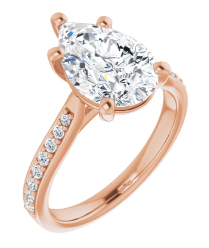 14K Rose Gold 12x8 mm Pear 1/5 CTW Diamond Accented Engagement Ring. 126655:60011:P