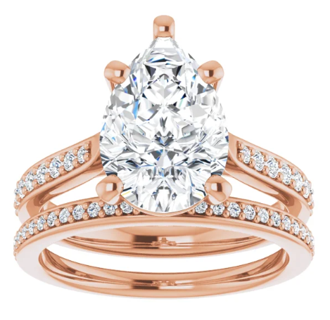 14K Rose Gold 12x8 mm Pear 1/5 CTW Diamond Accented Engagement Ring. 126655:60011:P