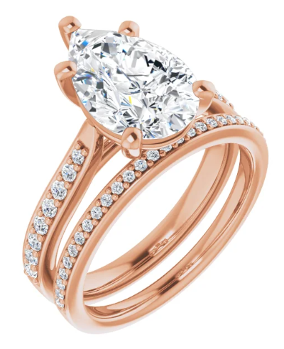 14K Rose Gold 12x8 mm Pear 1/5 CTW Diamond Accented Engagement Ring. 126655:60011:P