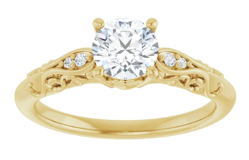 14K Yellow Gold 5.8 mm Round .03 CTW Diamond Accented Engagement Ring. 123738:605:P