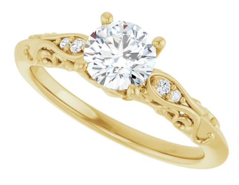14K Yellow Gold 5.8 mm Round .03 CTW Diamond Accented Engagement Ring. 123738:605:P
