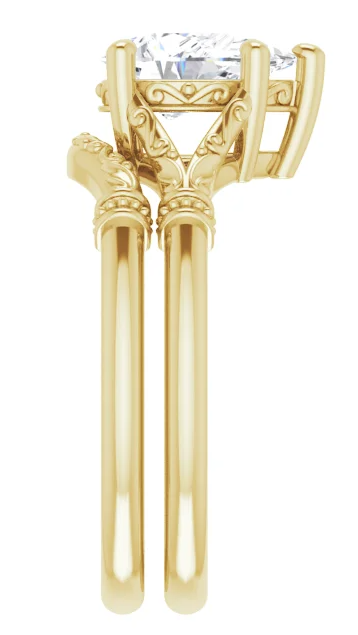 14K Yellow Gold Band for 9x6 mm Pear Ring. 52293:1126:P