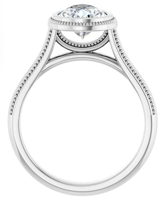 Platinum Bezel-Set 10x7 mm Pear Solitaire Engagement Ring. 126897:262:P