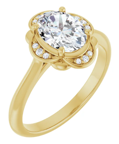 14K Yellow Gold 8x6 mm Oval Halo-Style Engagement Ring. 123794:586:P