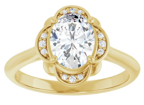 14K Yellow Gold 8x6 mm Oval Halo-Style Engagement Ring. 123794:586:P