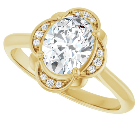 14K Yellow Gold 8x6 mm Oval Halo-Style Engagement Ring. 123794:586:P