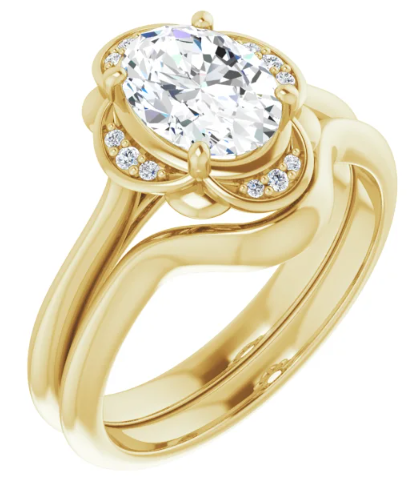 14K Yellow Gold 8x6 mm Oval Halo-Style Engagement Ring. 123794:586:P