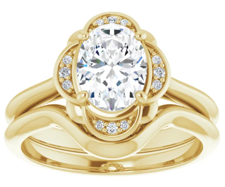14K Yellow Gold 8x6 mm Oval Halo-Style Engagement Ring. 123794:586:P