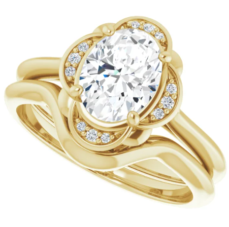14K Yellow Gold 8x6 mm Oval Halo-Style Engagement Ring. 123794:586:P