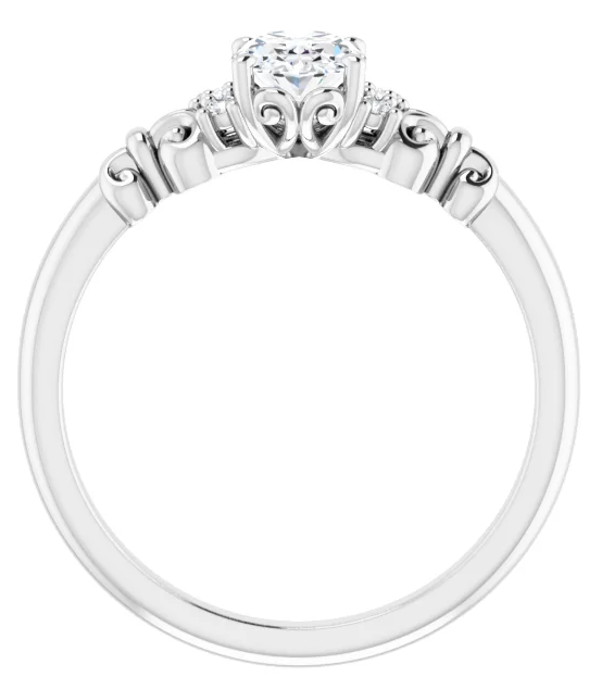 14K White Gold 7x5 mm Oval Accented Ring. 71912:390:P