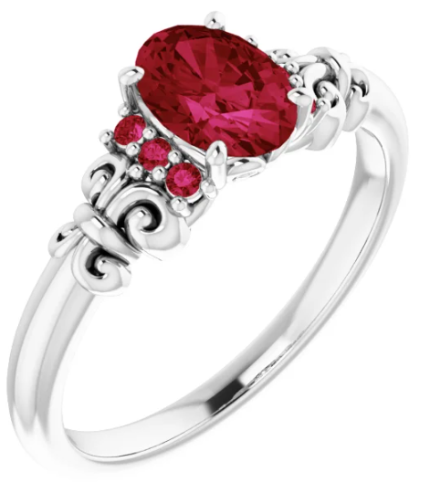 Customizable 14K White Gold 7x5 mm Oval Accented Gemstone Ring 71912:390:P