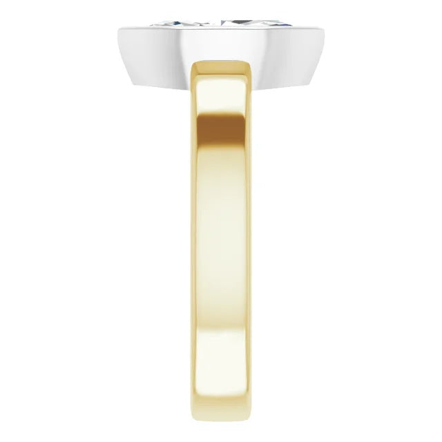 14K Yellow/White 10x5 mm Marquise Solitaire Engagement Ring With Lab Diamonds. 1.5ct Center Stone. VS Clarity, F Color