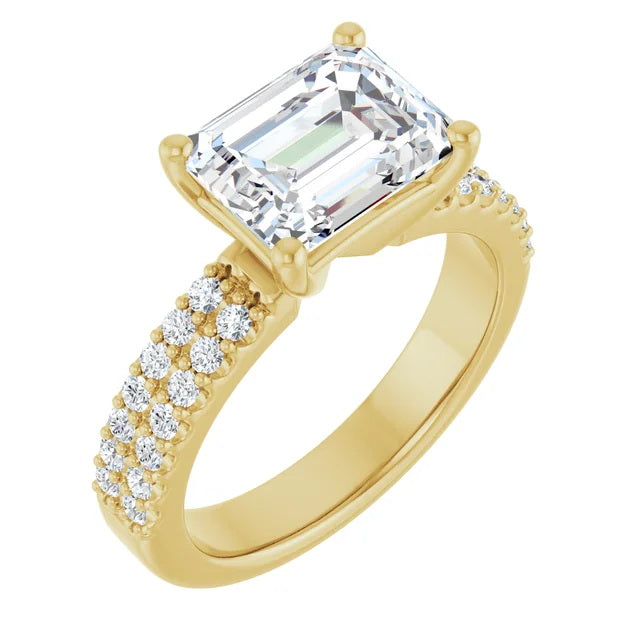 Ladies 14K Yellow Gold Solitaire Engagement Ring With Lab Diamonds. 2.75ct Center Stone. VS Clarity, F Color