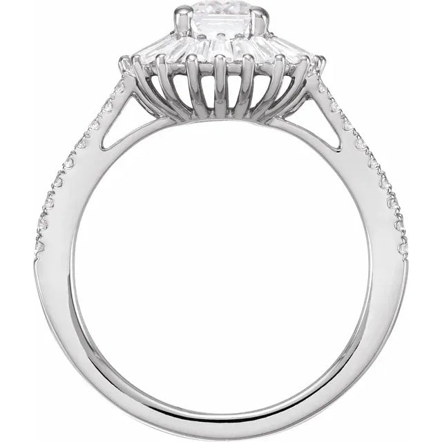 Ladies 14K Halo White Gold Lab Diamond Engagement Ring With 1ct Center Stone VS Clarity, F Color