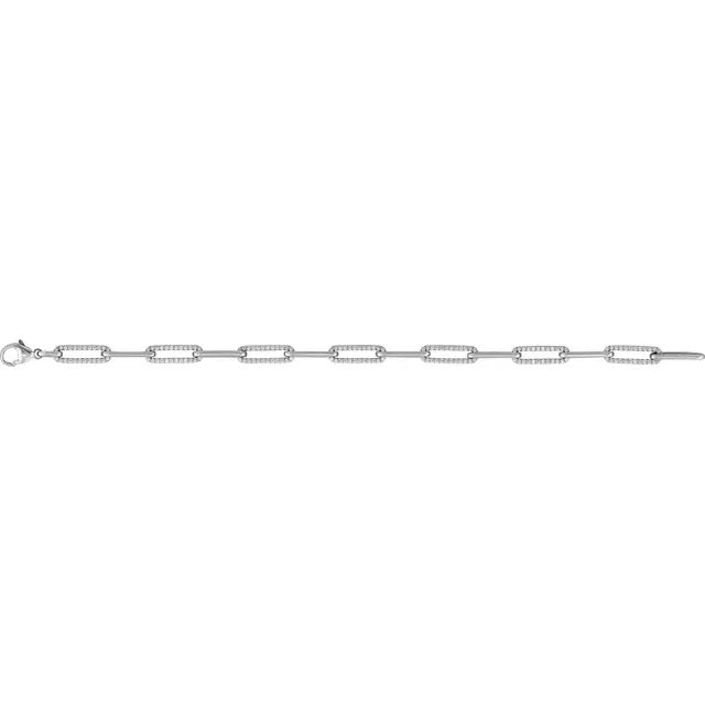 14K White 1 CTW Natural Diamond Link 7" Bracelet