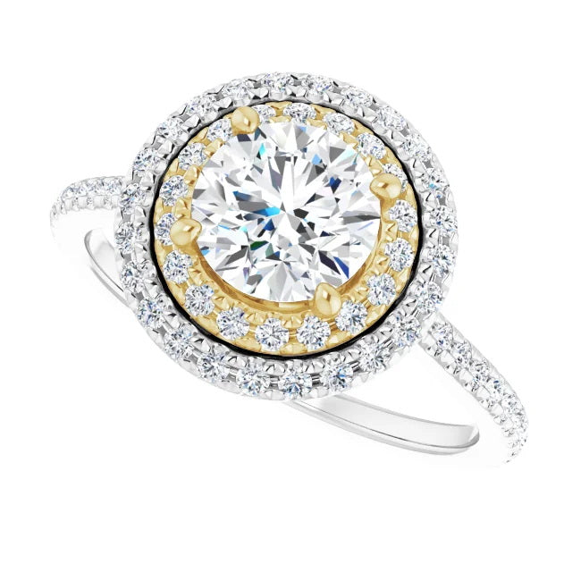 Ladies 14K Halo White Gold Lab Diamond Engagement Ring With 1ct Center Stone VS Clarity, F Color