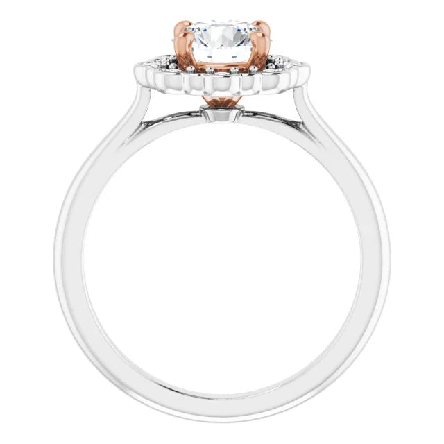 Ladies 14K Halo White Gold Lab Diamond Engagement Ring With 1ct Center Stone VS Clarity, F Color