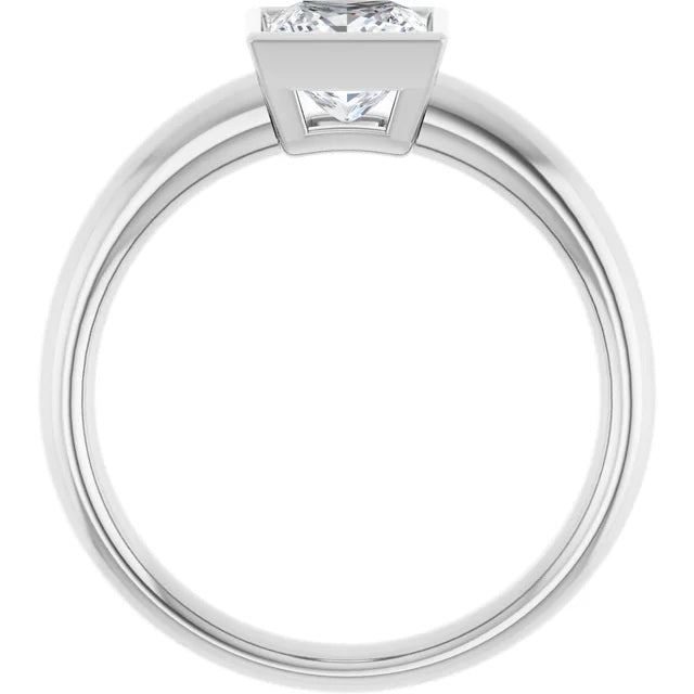 Ladies 14K SolitaireWhite Gold Lab Diamond Engagement Ring With 1ct Center Stone VS Clarity, F Color