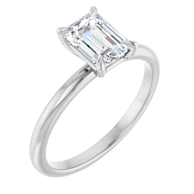Ladies 14K SolitaireWhite Gold Lab Diamond Engagement Ring With 1ct Center Stone VS Clarity, F Color
