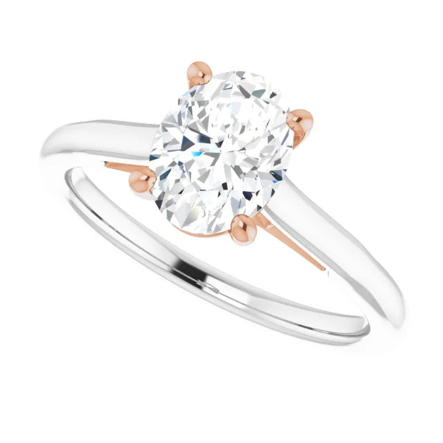 Ladies 14K SolitaireWhite Gold Lab Diamond Engagement Ring With 1ct Center Stone VS Clarity, F Color